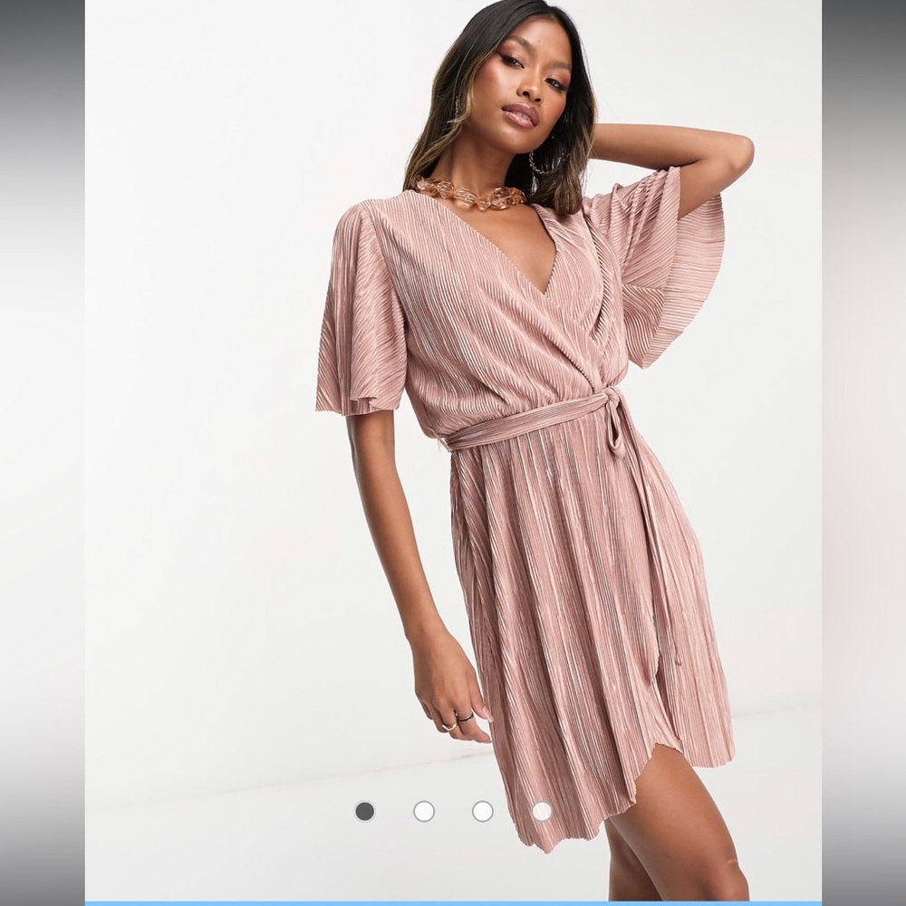 AX Paris Pink Plisse Wrap Dress